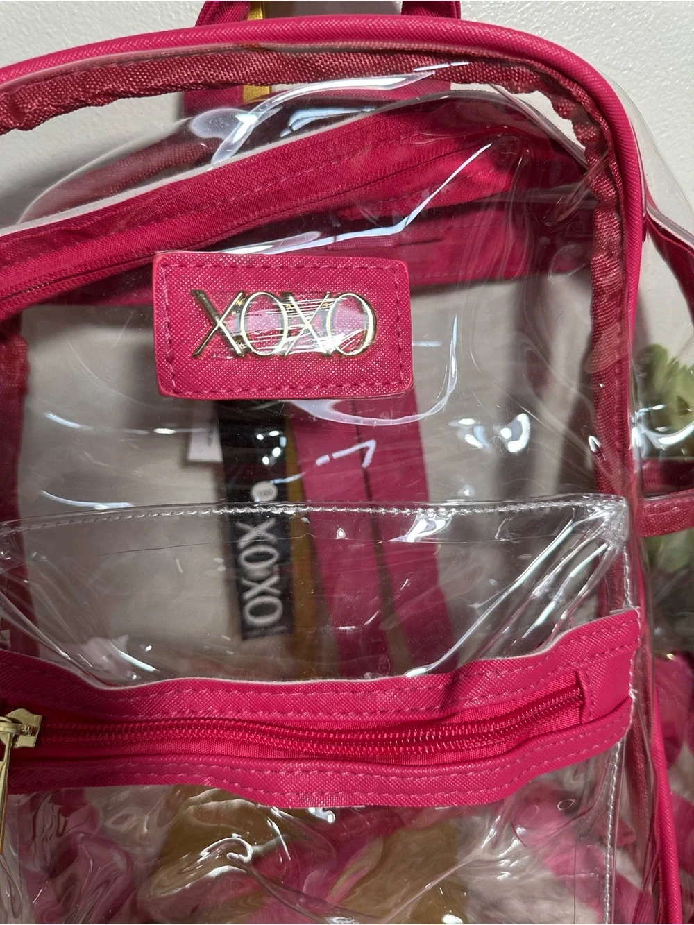 XOXO Clear Hot Pink Mini Backpack